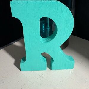 Teal Mint R Wood Letter